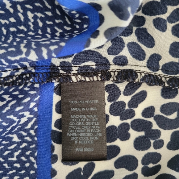 Express Blue Black Leopard Animal Print Blouse Dolman Sleeve Keyhole Top Size M - Picture 5 of 9